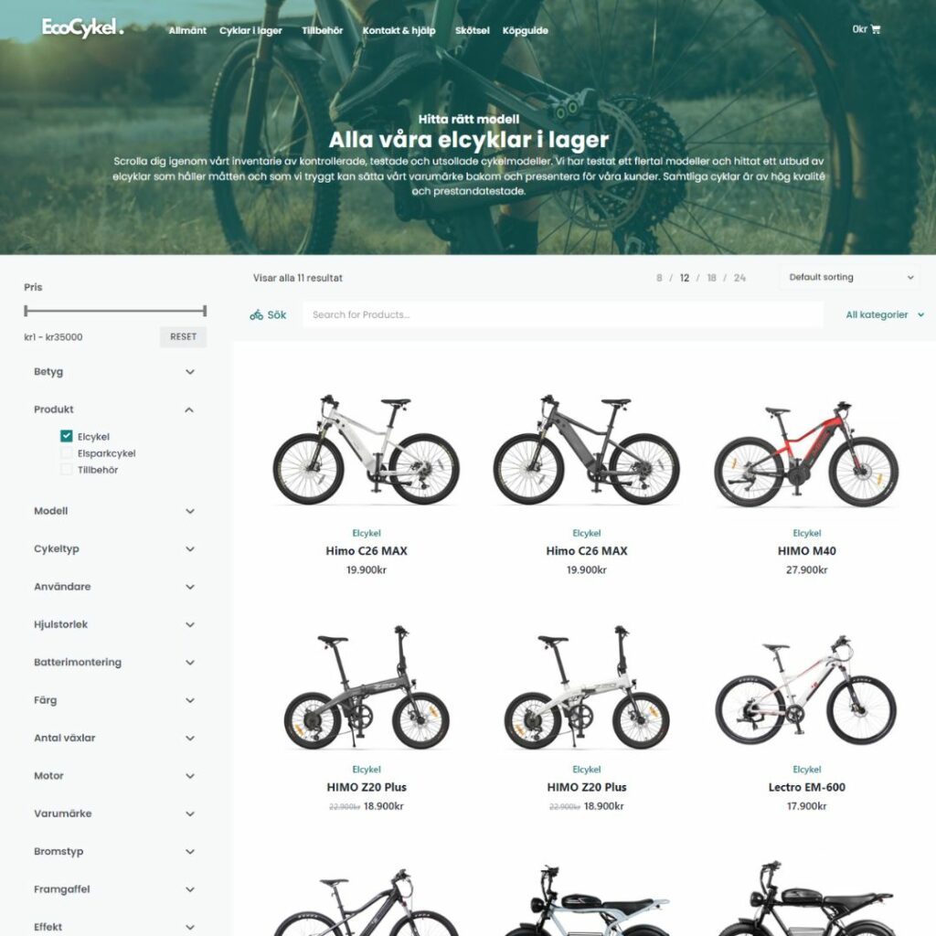 webbshop cyklar